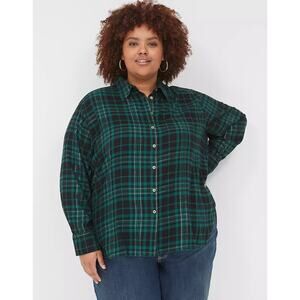 Lane Bryant Women's Lurex Button-Down Plaid Flannel Plus Size 14/16